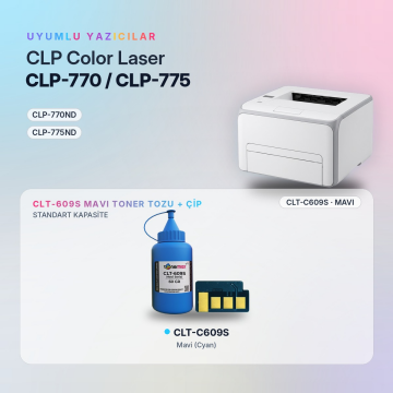 Samsung CLT-C609S Toner Tozu + Çip Mavi 60GR / CLP-770 / CLP-775
