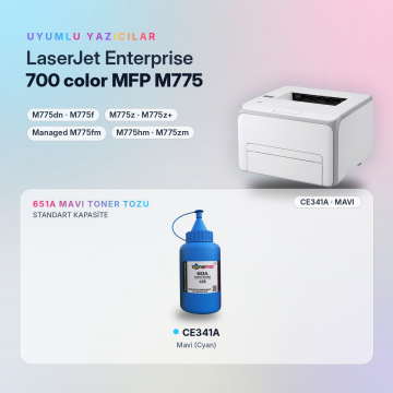 Hp 651A CE341A Toner Tozu Mavi 435GR / LaserJet Enterprise 700 Color MFP M775