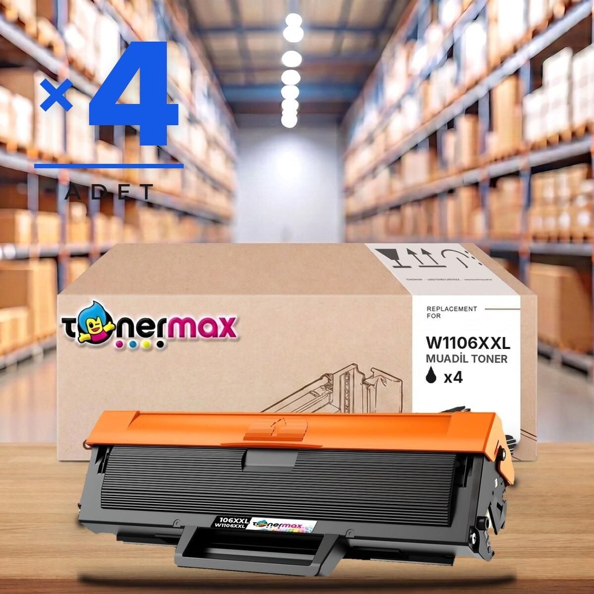 Hp 106XXL W1106XXL Muadil Toner - Çipli 4'lü Paket ( Süper Yüksek Kapasite )/ 107A / 107W / MFP 135W / MFP 137fnw