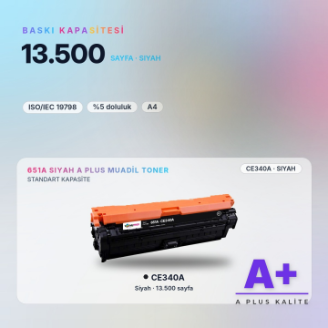 Hp 651A CE340A Siyah Muadil Toner A Plus / LaserJet Enterprise 700 Color MFP M775