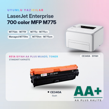 Hp 651A CE340A Siyah Muadil Toner AA Plus / LaserJet Enterprise 700 Color MFP M775