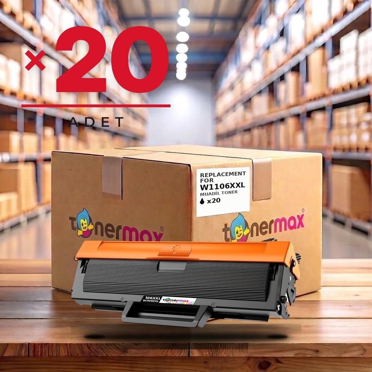 Hp 106XXL W1106XXL Muadil Toner - Çipli 20'li Paket ( Süper Yüksek Kapasite )/ 107A / 107W / MFP 135W / MFP 137fnw