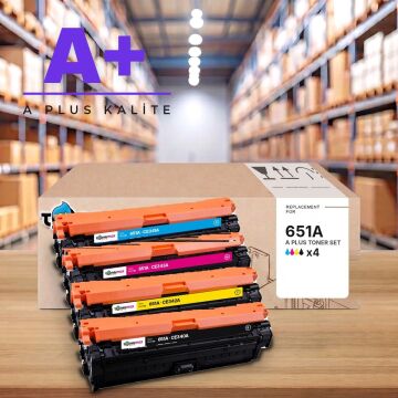 Hp 651A CMYK Muadil Toner Seti A Plus / LaserJet Enterprise 700 Color MFP M775 / CE340A / CE341A / CE342A / CE343A