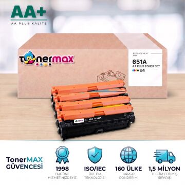 Hp 651A CMYK Muadil Toner Seti AA Plus / LaserJet Enterprise 700 Color MFP M775 / CE340A / CE341A / CE342A / CE343A