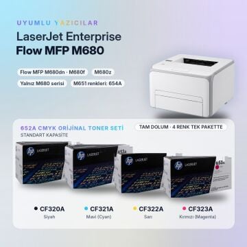 Hp 652A Orjinal Toner Set Avantaj Paket / Color LaserJet Enterprise M651 / Flow MFP M680 / CF320A / CF321A / CF322A / CF323A