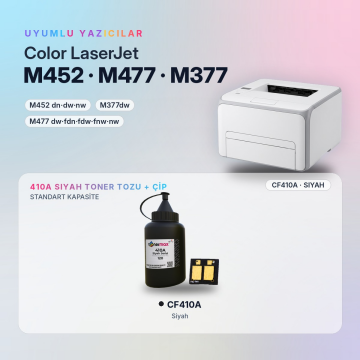 Hp 410A CF410A Toner Tozu + Çip Siyah 120GR / Color LaserJet Pro M452 / M477 / M377