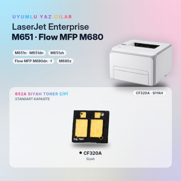 Hp 652A CF320A / Color LaserJet Enterprise M651 / Flow MFP M680 Siyah Çip