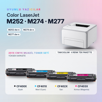 Hp 201X / CF400X Muadil Toneri Set/ M252 / M274 / M277