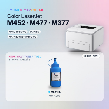 Hp 410A CF411A Toner Tozu Mavi 120GR / Color LaserJet Pro M452 / M477 / M377