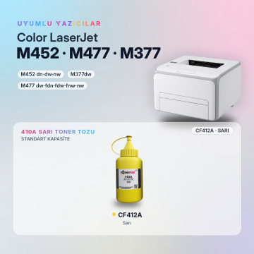 Hp 410A CF412A Toner Tozu Sarı 120GR / Color LaserJet Pro M452 / M477 / M377