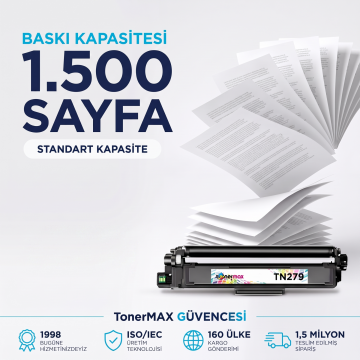 Brother TN-279 Muadil Toner Siyah- Çipli / DCP-L3520CDW / L3560CDW / HL-L3220CW / L3240CDW / L3280CDW / MFC-L3270CDW / L3760CDW / L3770CDW / L3780CDW / L8390CDW