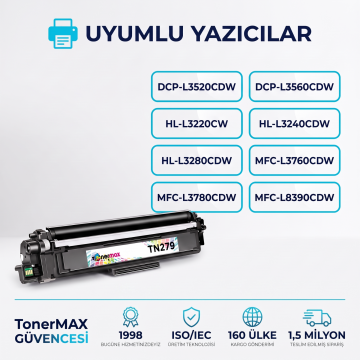 Brother TN-279 Muadil Toner Siyah- Çipli / DCP-L3520CDW / L3560CDW / HL-L3220CW / L3240CDW / L3280CDW / MFC-L3270CDW / L3760CDW / L3770CDW / L3780CDW / L8390CDW