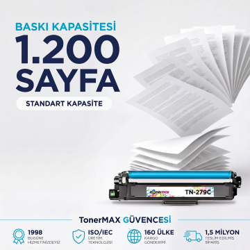 Brother TN-279 Muadil Toner Mavi- Çipli / DCP-L3520CDW / L3560CDW / HL-L3220CW / L3240CDW / L3280CDW / MFC-L3720CDW / L3760CDW / L3755CDW / L3780CDW / L8390CDW