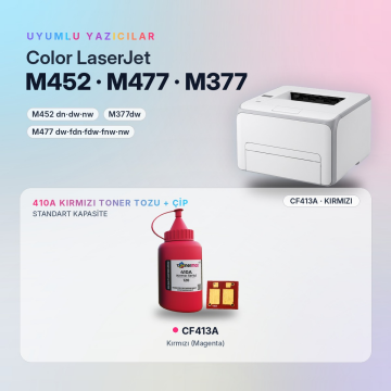 Hp 410A CF413A Toner Tozu + Çip Kırmızı 120GR / Color LaserJet Pro M452 / M477 / M377