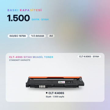 Samsung CLT-K406S Siyah Muadil Toneri / CLP360 / CLP365 / CLX3300 / CLX3305 / C410 / C460