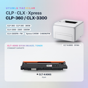 Samsung CLT-K406S Siyah Muadil Toneri / CLP360 / CLP365 / CLX3300 / CLX3305 / C410 / C460