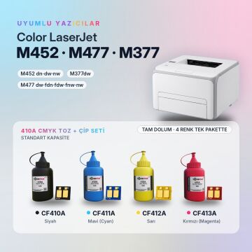 Hp 410A Toner Tozu + Çip Takım / Color LaserJet Pro M452 / M477 / M377 / CF410A / CF411A / CF412A / CF413A