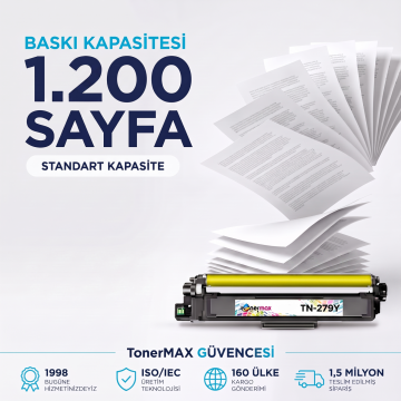 Brother TN-279 Muadil Toner Sarı- Çipli / DCP-L3520CDW / L3560CDW / HL-L3220CW / L3240CDW / L3280CDW / MFC-L3720CDW / L3760CDW / L3755CDW / L3780CDW / L8390CDW