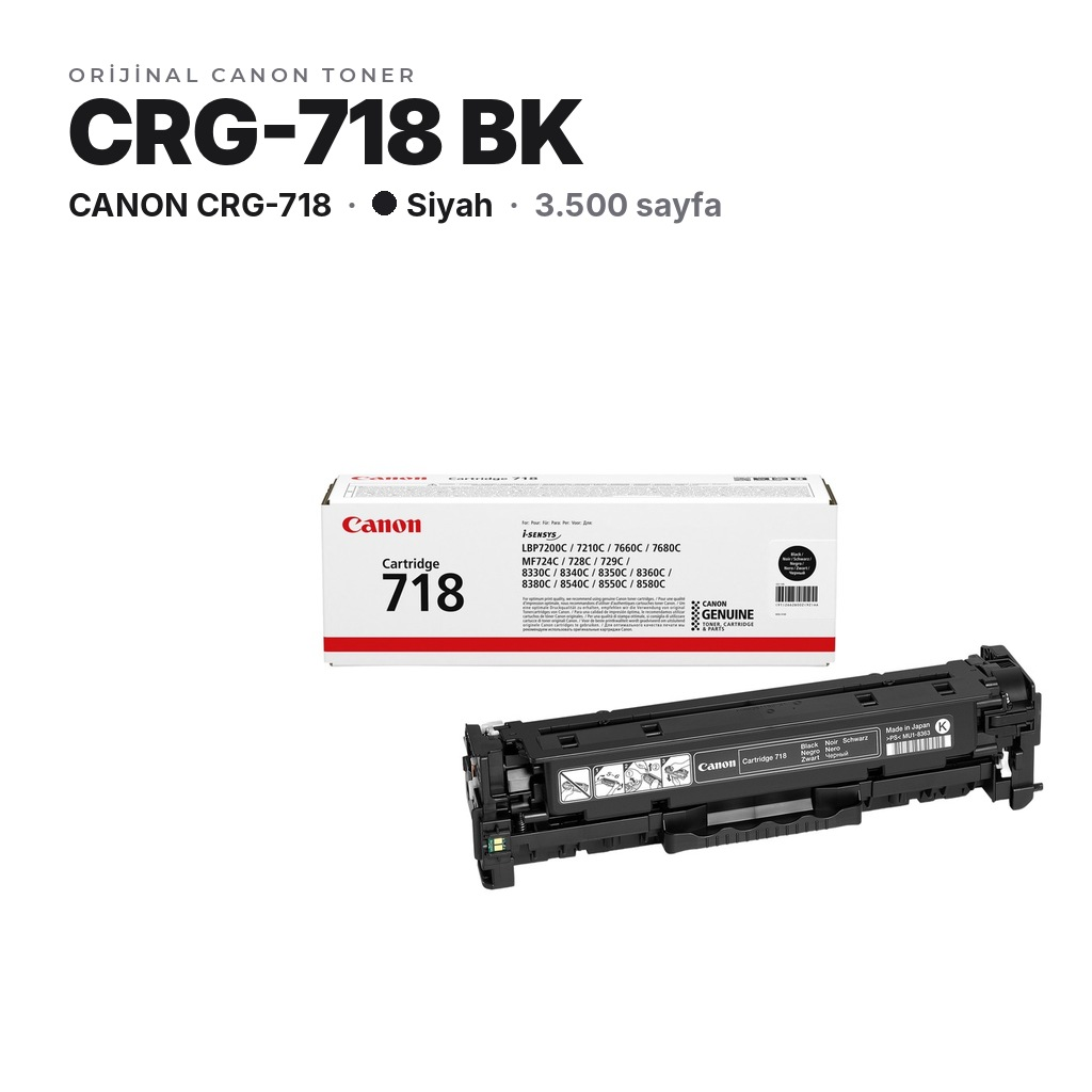 TonerMAX® Canon CRG-718 Siyah Orijinal Toner