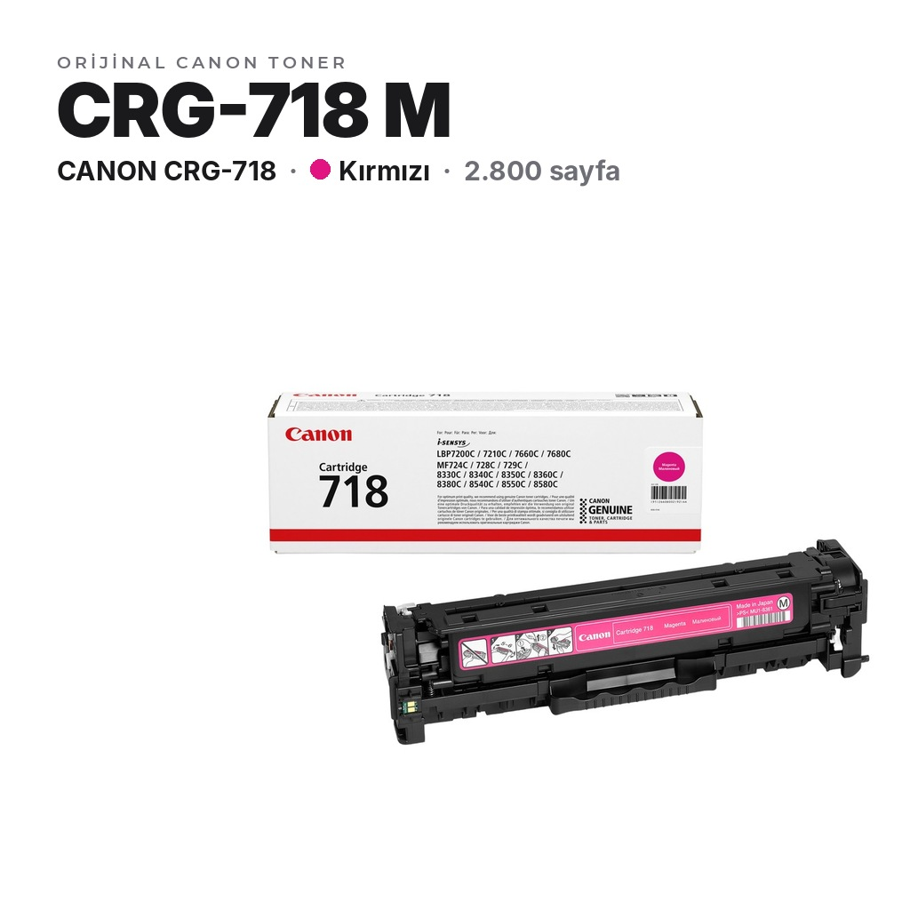TonerMAX® Canon CRG-718 Kırmızı Orijinal Toner