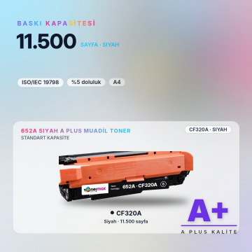 Hp 652A CF320A Siyah Muadil Toner A Plus / Color LaserJet Enterprise M651 / Flow MFP M680