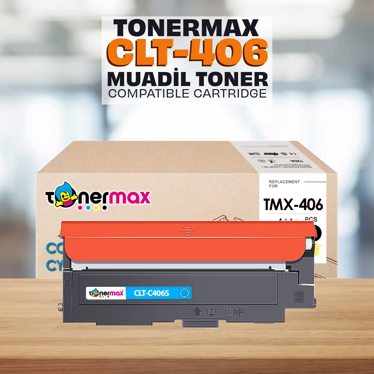 Samsung CLT-C406S Mavi Muadil Toneri / CLP360 / CLP365 / CLX3300 / CLX3305 / C410 / C460