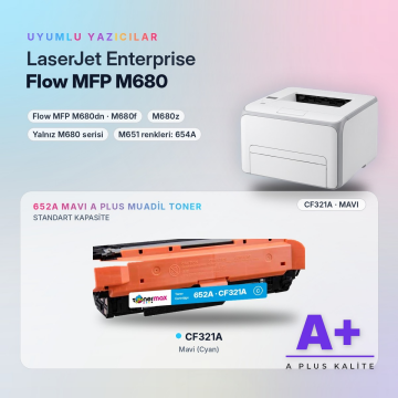 Hp 652A CF321A Mavi Muadil Toner A Plus / Color LaserJet Enterprise M651 / Flow MFP M680