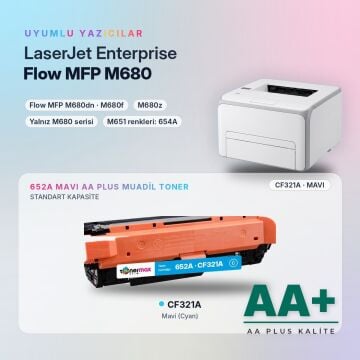 Hp 652A CF321A Mavi Muadil Toner AA Plus / Color LaserJet Enterprise M651 / Flow MFP M680