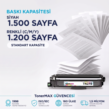 Brother TN-279XL Muadil Toner 2'li Set + Siyah Hediye (9 Toner) - Yüksek Kapasite- Çipli / DCP-L3520CDW / L3560CDW / HL-L3220CW / L3240CDW / L3280CDW / MFC-L3720CDW / L3760CDW / L3755CDW / L3780CDW / L8390CDW
