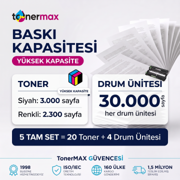 Brother TN-279XL Muadil Toner 5 Set + Drum Ünitesi (20 Toner + Drum) - Yüksek Kapasite- Çipli / DCP-L3520CDW / L3560CDW / HL-L3220CW / L3240CDW / L3280CDW / MFC-L3720CDW / L3760CDW / L3755CDW / L3780CDW / L8390CDW