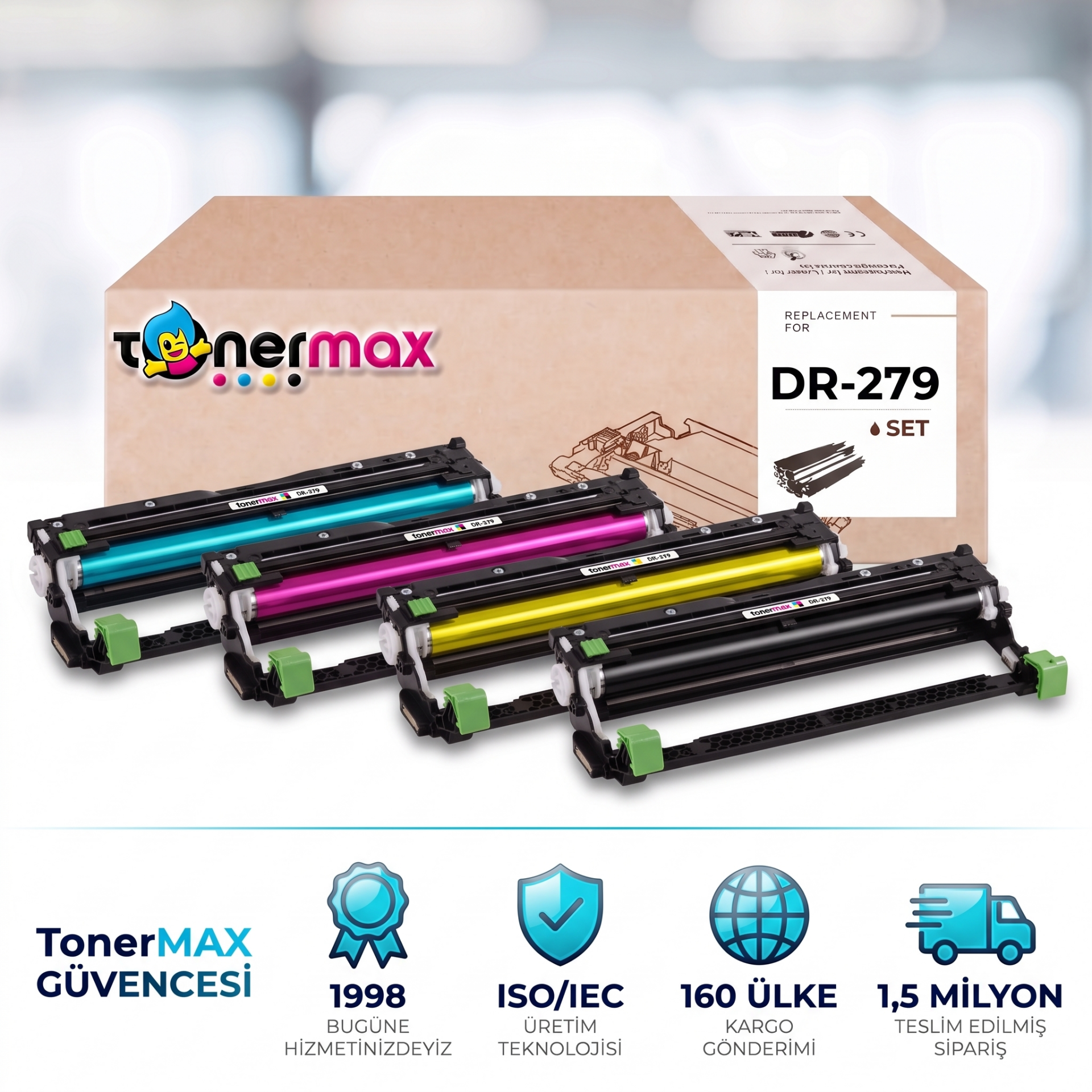 Brother DR-279 Muadil Drum Ünitesi Set (4 Renk)- Çipli / DCP-L3520CDW / L3560CDW / HL-L3220CW / L3240CDW / L3280CDW / MFC-L3720CDW / L3760CDW / L3755CDW / L3780CDW / L8390CDW