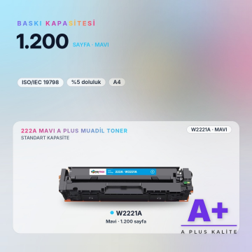 Hp 222A W2221A Mavi Muadil Toner A Plus / Color LaserJet Pro 3201 / 3204 / 3288 / 3303 / 3388