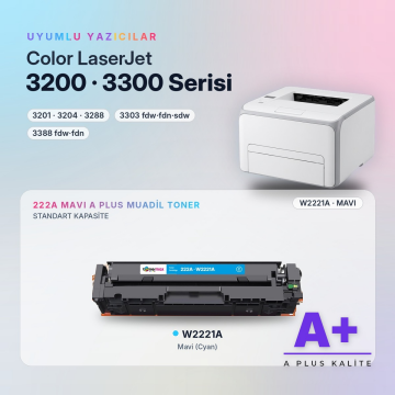 Hp 222A W2221A Mavi Muadil Toner A Plus / Color LaserJet Pro 3201 / 3204 / 3288 / 3303 / 3388