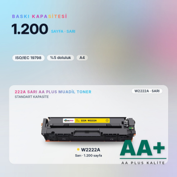 Hp 222A W2222A Sarı Muadil Toner AA Plus / Color LaserJet Pro 3201 / 3204 / 3288 / 3303 / 3388