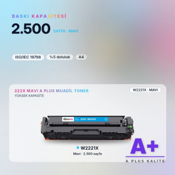 Hp 222X W2221X Mavi Muadil Toner A Plus / Color LaserJet Pro 3201 / 3204 / 3288 / 3303 / 3388