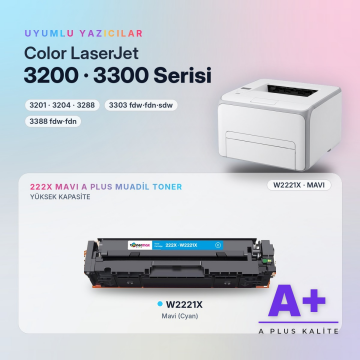 Hp 222X W2221X Mavi Muadil Toner A Plus / Color LaserJet Pro 3201 / 3204 / 3288 / 3303 / 3388