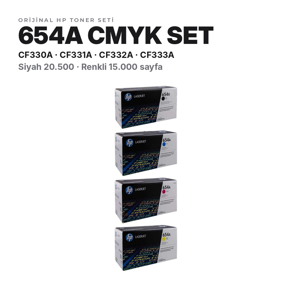 HP 654A CMYK orijinal toner seti