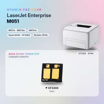 Hp 654A CF330X / Color LaserJet Enterprise M651 Siyah Çip