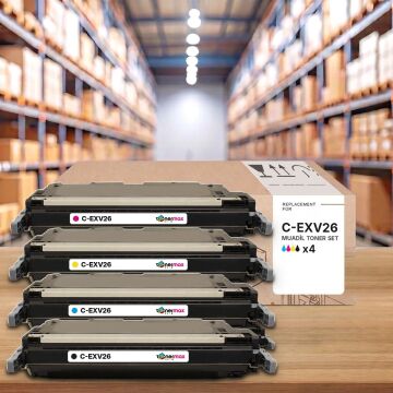 Canon C-EXV26 CMYK Muadil Toner Seti - Çipli / IR-C1021i / C1021iF / C1028i / C1028iF / C1021