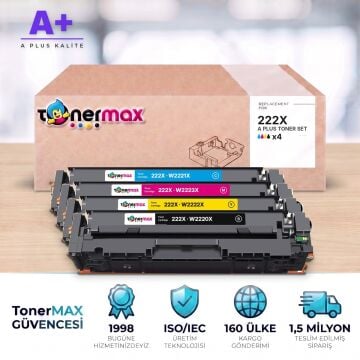 Hp 222X CMYK Muadil Toner Seti A Plus / Color LaserJet Pro 3201 / 3204 / 3288 / 3303 / 3388 / W2220X / W2221X / W2222X / W2223X