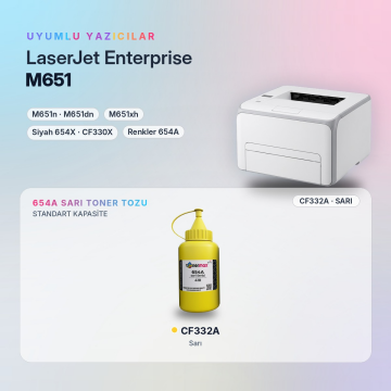 Hp 654A CF332A Toner Tozu Sarı 410GR / Color LaserJet Enterprise M651