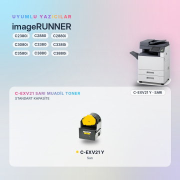 Canon C-EXV21 Sarı Muadil Toner - Çipli / IR-C2380i / C2880 / C2880i / C3080i / C3380 / C3380i / C3580i / C3880 / C3880i