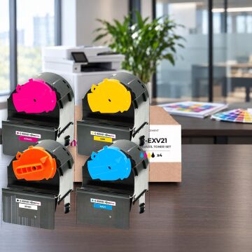 Canon C-EXV21 CMYK Muadil Toner Seti - Çipli / IR-C2380i / C2880 / C2880i / C3080i / C3380 / C3380i / C3580i / C3880 / C3880i