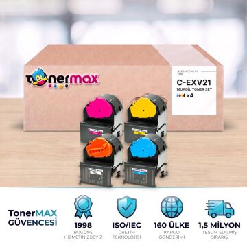 Canon C-EXV21 CMYK Muadil Toner Seti - Çipli / IR-C2380i / C2880 / C2880i / C3080i / C3380 / C3380i / C3580i / C3880 / C3880i