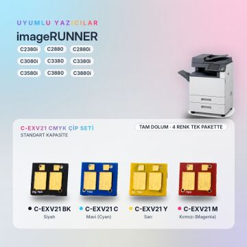 Canon C-EXV21 CMYK Set Çip / IR-C2380i / C2880 / C2880i / C3080i / C3380 / C3380i / C3580i / C3880 / C3880i