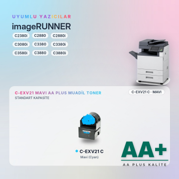 Canon C-EXV21 Mavi Muadil Toner AA Plus / IR-C2380i / C2880 / C2880i / C3080i / C3380 / C3380i / C3580i / C3880 / C3880i