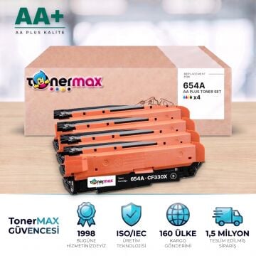 Hp 654A CMYK Muadil Toner Seti AA Plus / Color LaserJet Enterprise M651 / CF331A / CF332A / CF333A