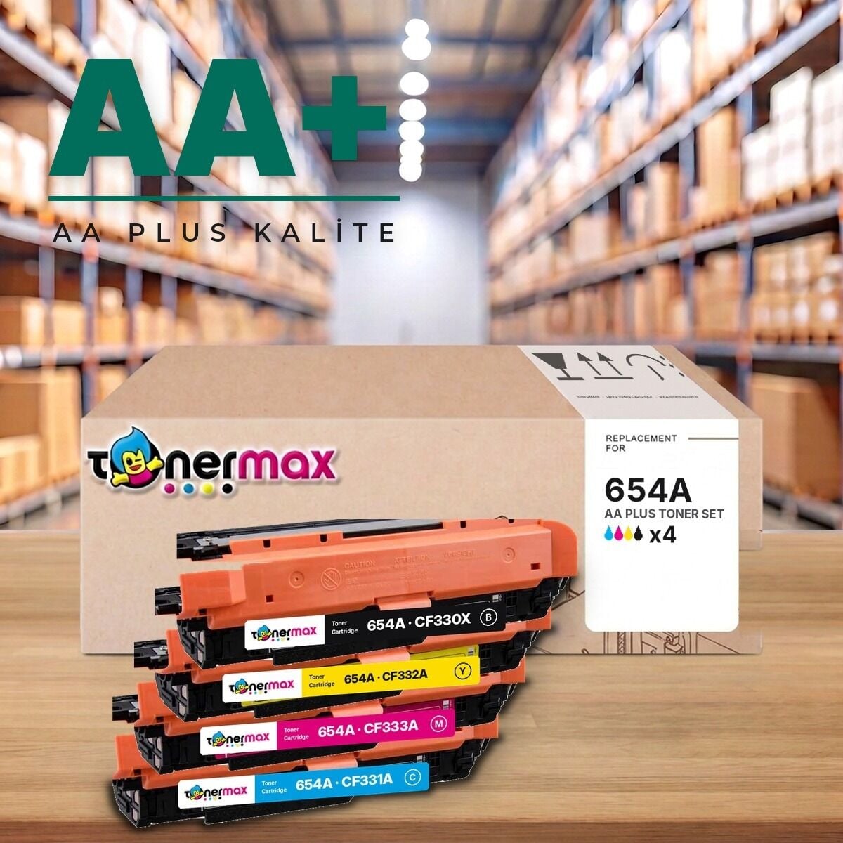 HP 654A CMYK AA Plus muadil toner seti