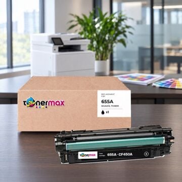 Hp 655A CF450A Siyah Muadil Toner - Çipli / Color LaserJet Enterprise M652 / M653 / MFP M681 / M682