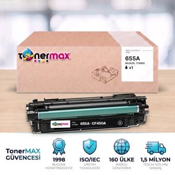 Hp 655A CF450A Siyah Muadil Toner - Çipli / Color LaserJet Enterprise M652 / M653 / MFP M681 / M682